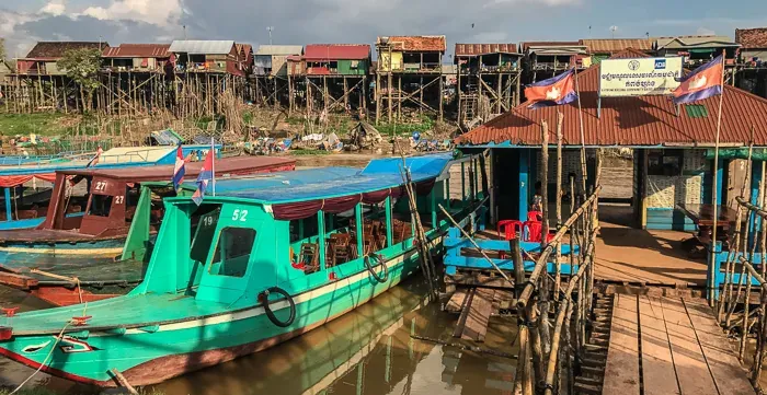 Community tourism boats at the Kompong Khleang dock