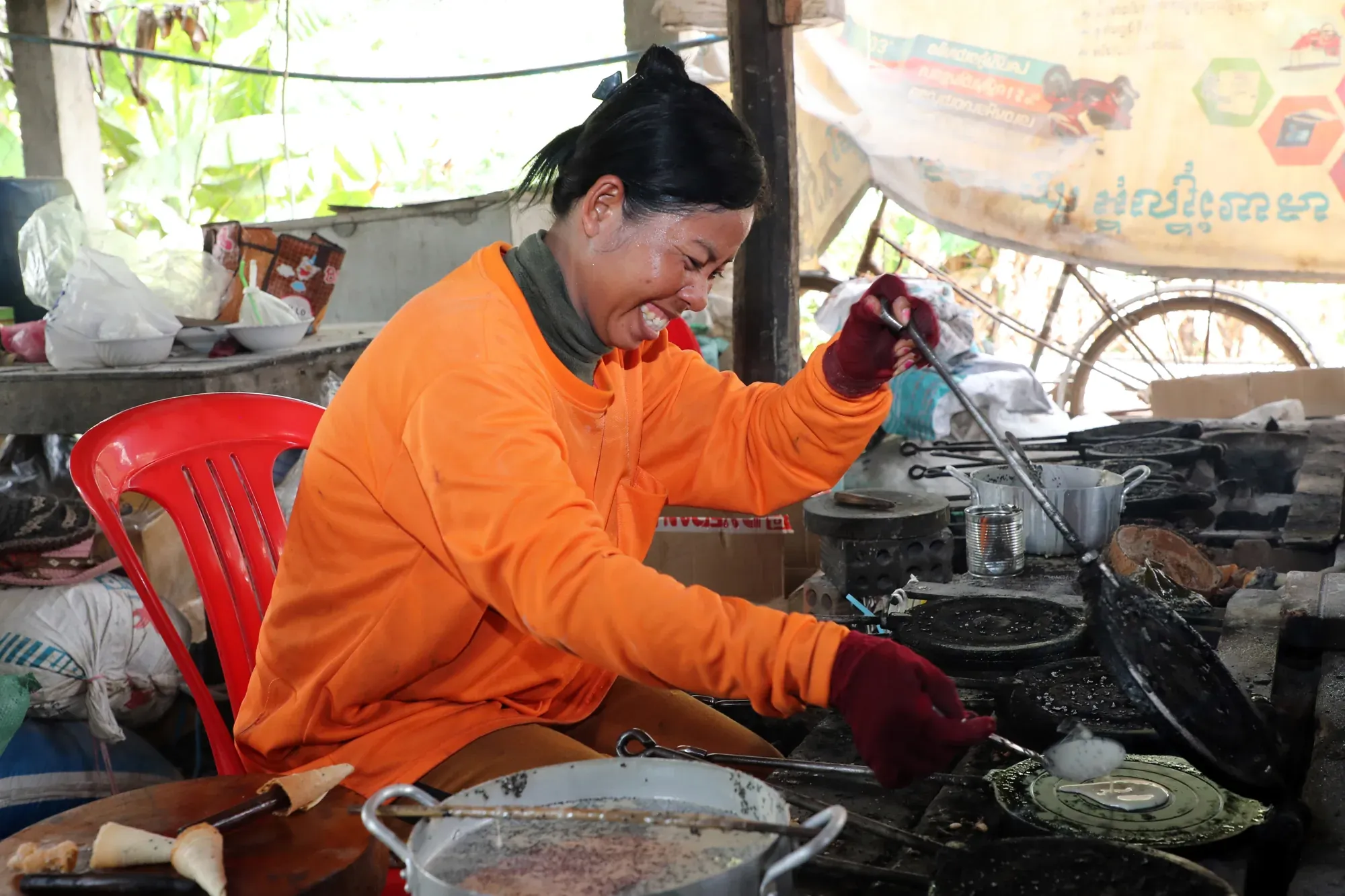 A village bakery stop on the way to Kompong Khleang