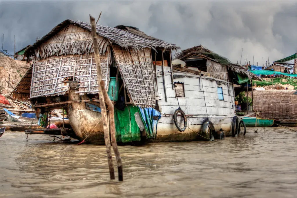 A houseboat on Tonle Sap Lake